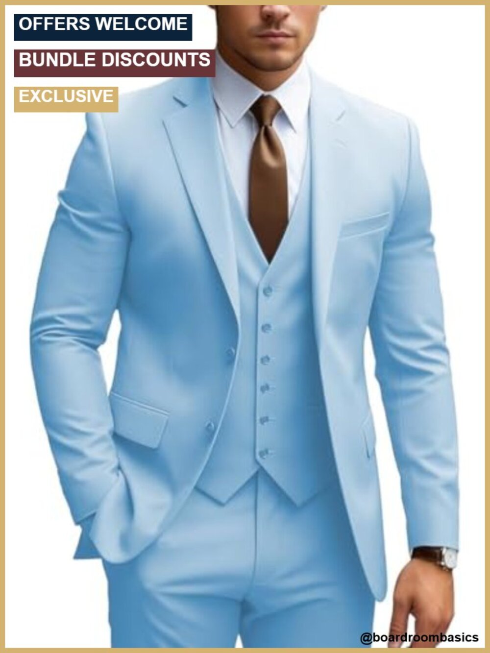 Men's 3 Piece Regular Fit Suit Set Blazer Vest Pants Formal Business